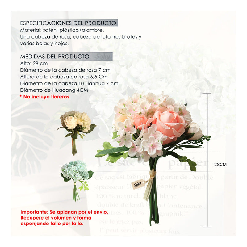Soku Ramo Rosa Flores Quinceñera Boda Centro Mesa