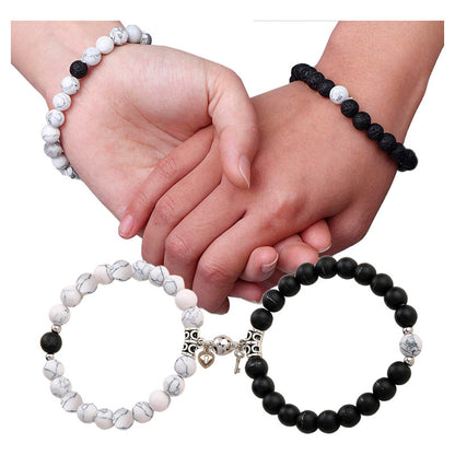 Pulseras Duo Pareja Piedra Iman  Amor Llave Candado