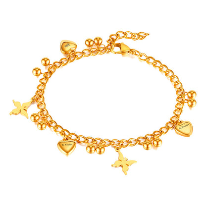 Soku Tobillera Personalizada Grabado Corazones Acero Titanio