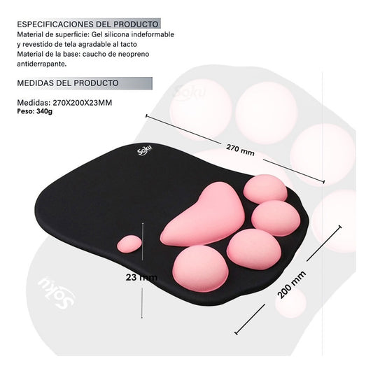 Tapete Raton Huella 3d Gato Antideslizante Gel Ortopedico