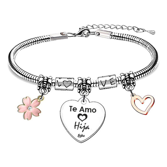 Soku Pulsera Regalo Corazón Acero Inoxidable Mama Amor Amiga
