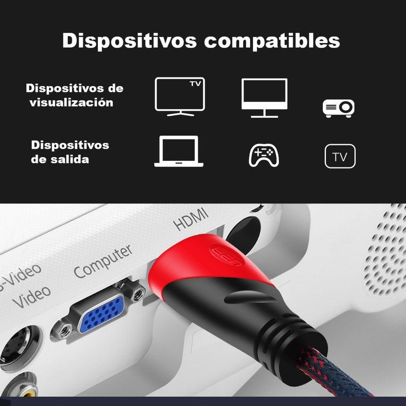 Cable Hdmi Uso Rudo Full Hd Pantalla Laptop Pc Xbox Ps4 10m
