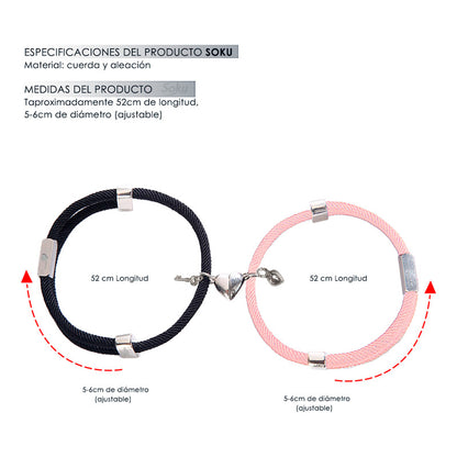 Kit 2 Brazaletes Magnéticos Pulsera  Llave Y Candado Parejas
