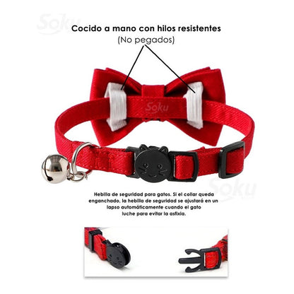 Soku Collar De Seguridad Gato Moño Cosido Pañoleta Broche