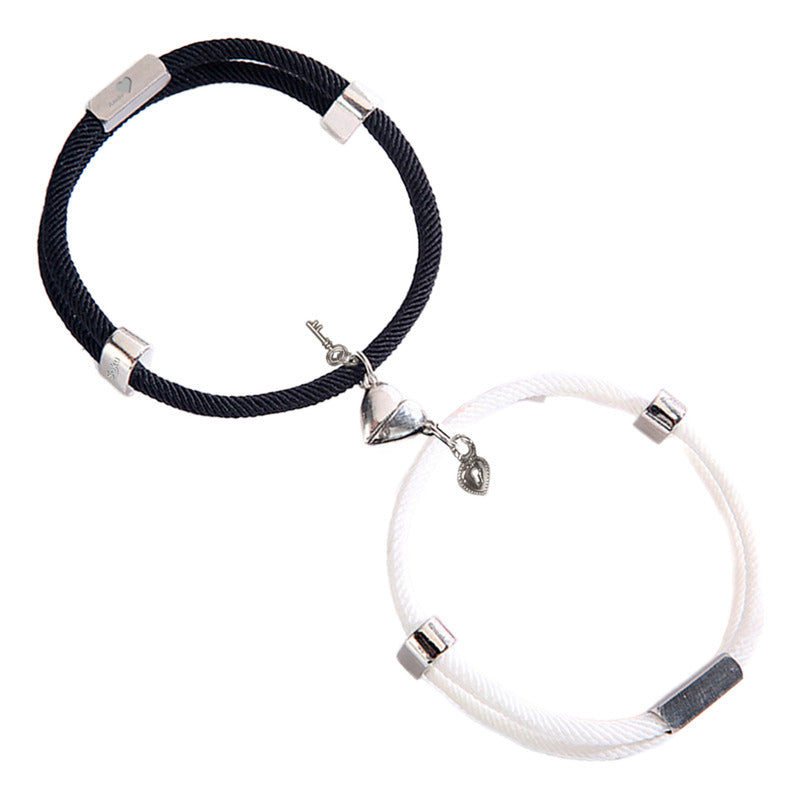 Kit 2 Brazaletes Magnéticos Pulsera  Llave Y Candado Parejas