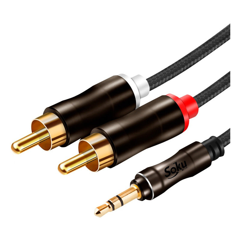 Cable Audio Auxiliar Plug Jack 3.5 Mm Macho A 2 Rca 2 M Pro