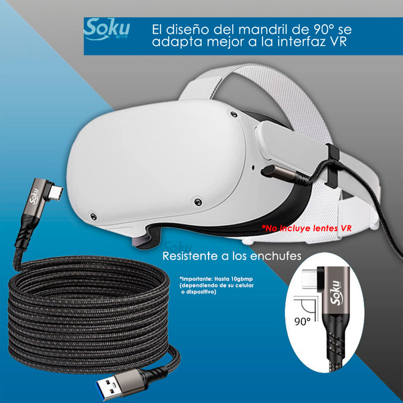 Soku Cable Vr Link Para Oculus Quest2 Cel 2go Usb 3.2 10gbps