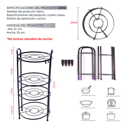 Soku Organizador De Cocina Ollas Sartenes Resiste Durable
