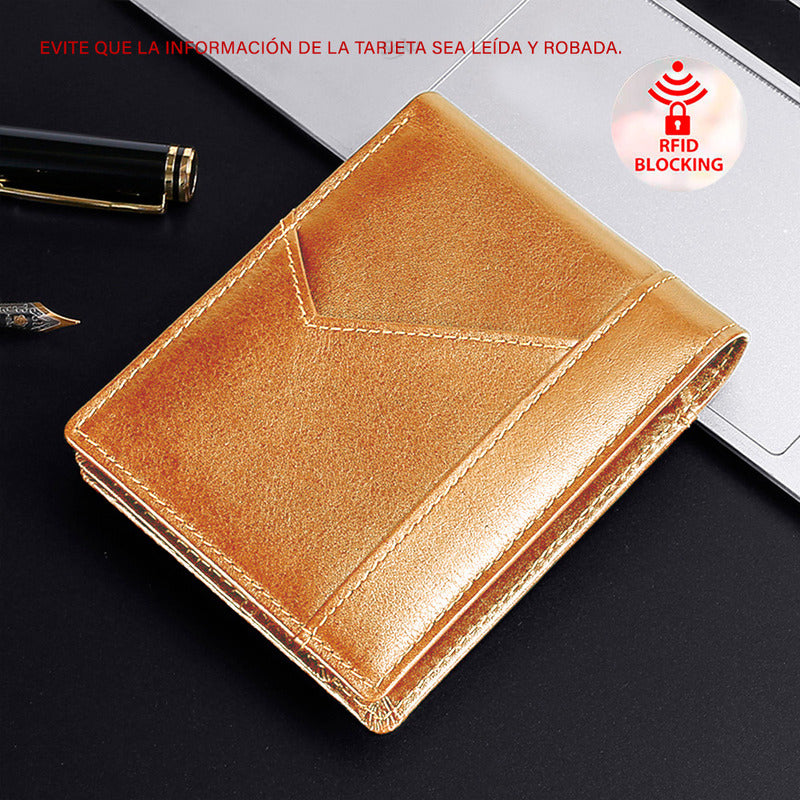 Soku Cartera Ejecutiva Antirrobo Rfi Piel Genuina Premium
