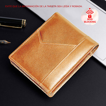 Soku Cartera Ejecutiva Antirrobo Rfi Piel Genuina Premium
