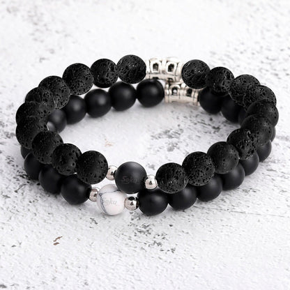 Pulseras Duo Pareja Piedra Iman Eterno Dije Personalizable