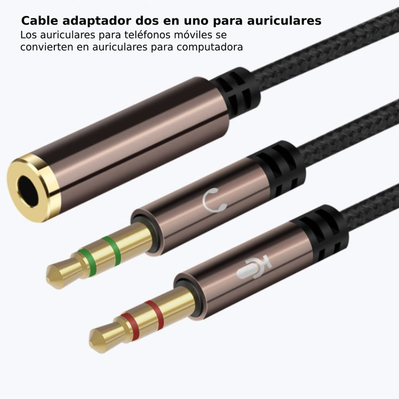 Cable Divisor De Audio 3.5 Mm Para Micrófono Y Audifonos