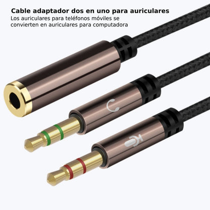 Cable Divisor De Audio 3.5 Mm Para Micrófono Y Audifonos