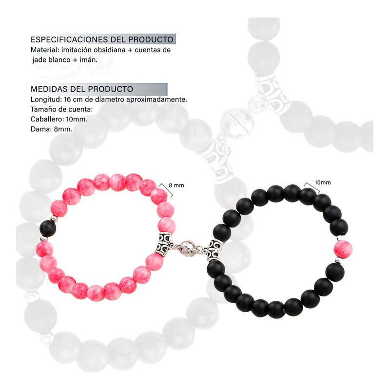 Pulseras Duo Pareja Piedra Iman Eterno Dije Personalizable