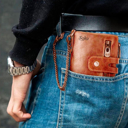 Cartera Billetera Hombre/mujer Piel Genuina Bloqueo Rfid