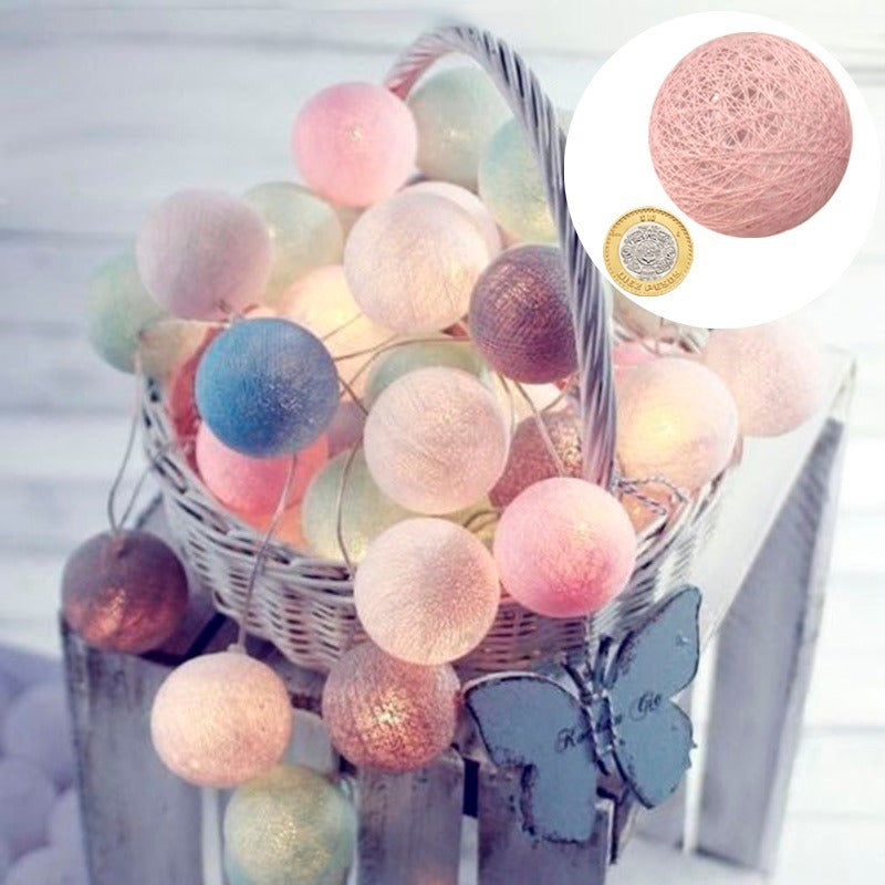 Serie Luces Eventos Fiesta 20 Esferas Grandes Algodón Pilas