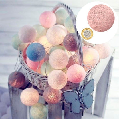 Serie Luces Eventos Fiesta 20 Esferas Grandes Algodón Pilas