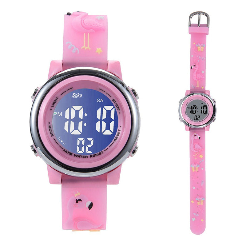 Reloj Infantil Caricaturas 3d Niña Kawaii Contra Agua Led