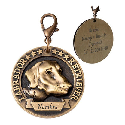 Placa Perro Personalizada Inoxidable  Razas Medalla Grande