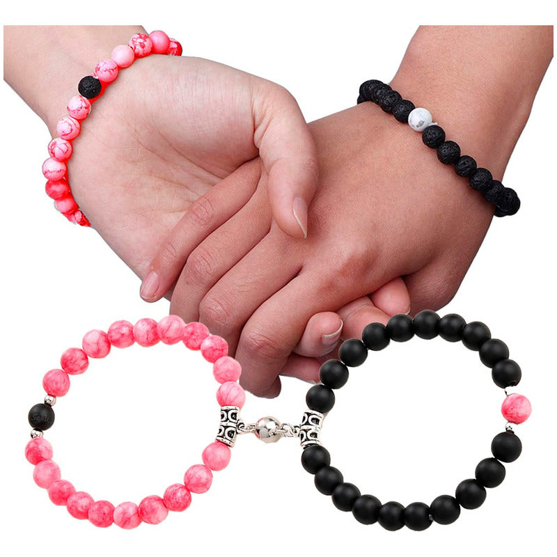 Pulseras Duo Pareja Piedra Iman Eterno Dije Personalizable