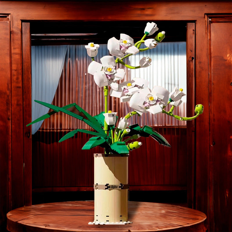 Soku Flores Orquideas Blancas Bloques Construcción Decora