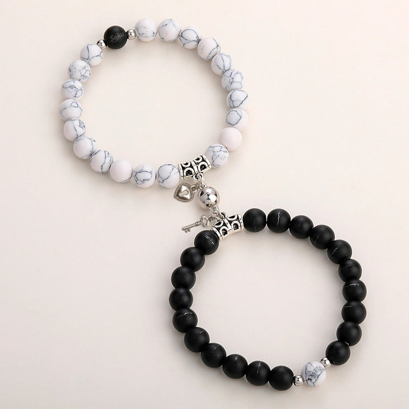 Pulseras Duo Pareja Piedra Iman  Amor Llave Candado