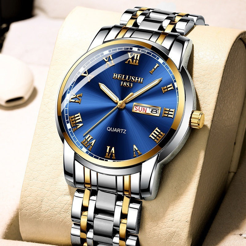 Reloj Hombre Acero Inoxidable Fluorecente Fechador Lujo Bs