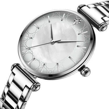 Reloj Inoxidable Nacar Brillante Elegante Mov Japones Cu