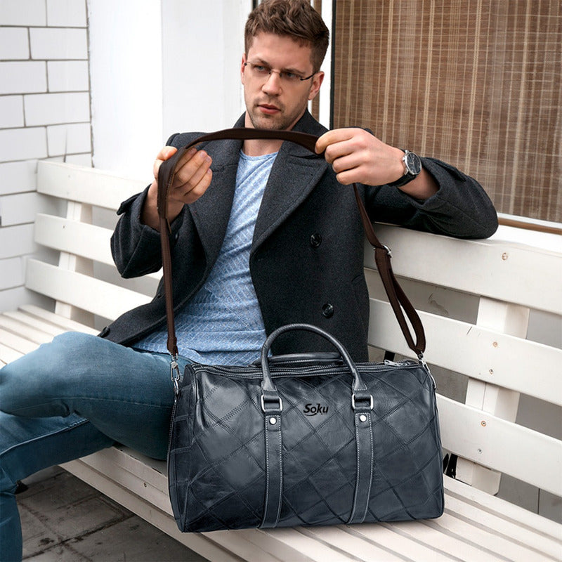 Exquisito Maletin Bolso Viaje Gym Piel Original Premium Soku