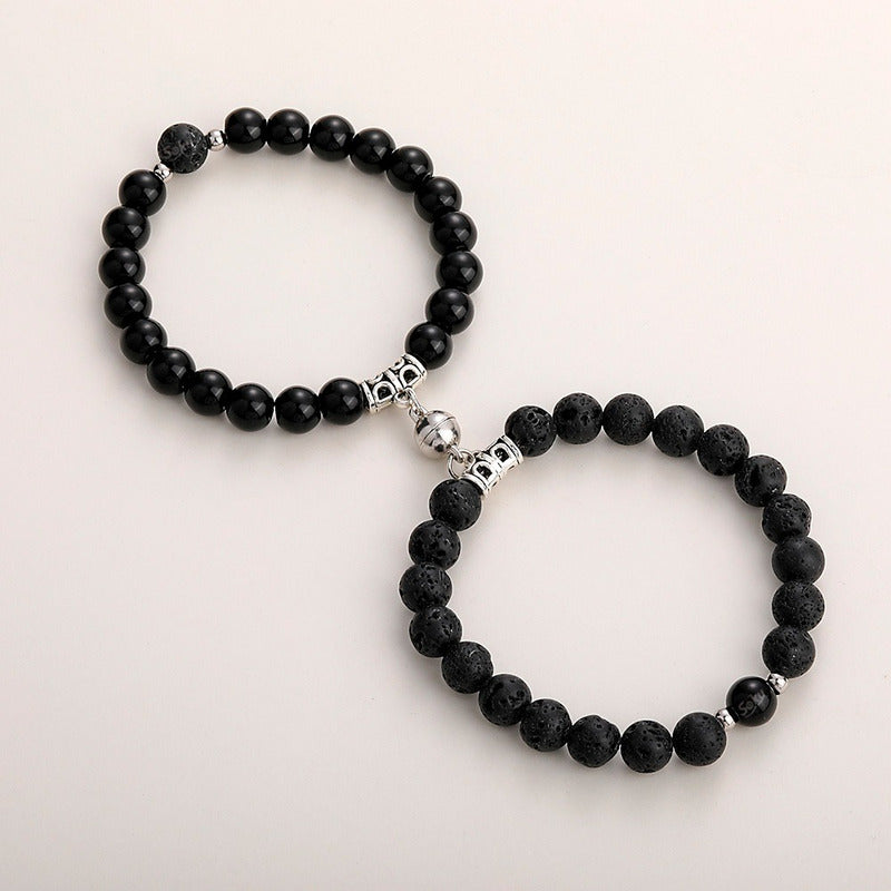 Pulseras Duo Pareja Piedra Iman Eterno Dije Personalizable