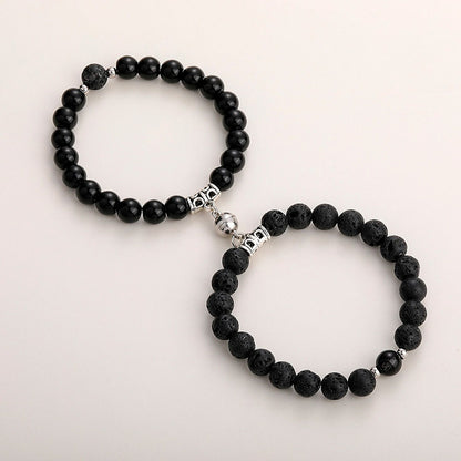 Pulseras Duo Pareja Piedra Iman Eterno Dije Personalizable