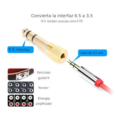 Clavija Jack 6.35 Y Adaptador 3.5mm Sonido Estereo Pro 24k