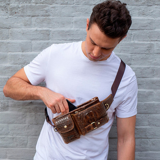 Soku Riñonera Patron Caiman Vaquero Cangurera Piel Genuina