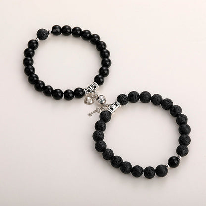 Pulseras Duo Pareja Piedra Iman  Amor Llave Candado