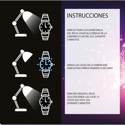 Reloj Acero Inoxidable Brillantes Fechador Contra Agua Bs