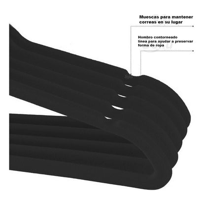 Set 10 Ganchos Acero Terciopelo Organizador Closet Durable