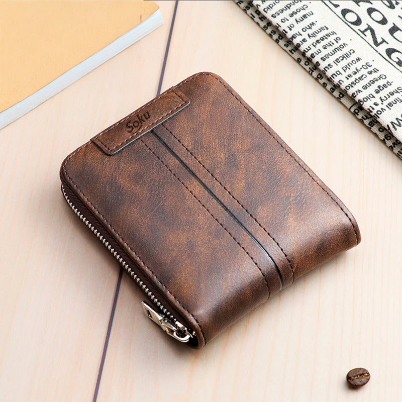 Cartera Billetera Cierre Monedero Hombre Antirrobo Rfid