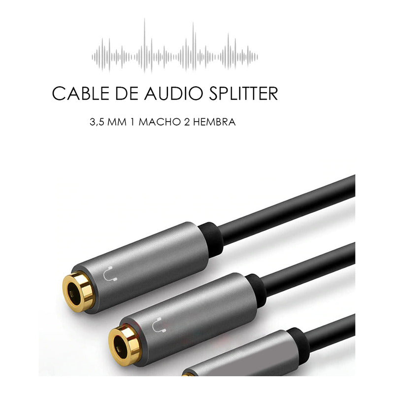 Cable Divisor Audio 3.5mm 3 Polos Macho A 2 Hembra Parejas
