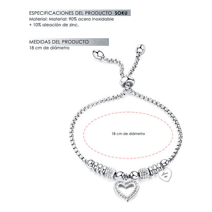 Soku Pulsera Personalizada Inoxidable Zirconias Corazon