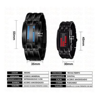 2 Relojes Pareja Duo Led Binario Acero Inoxidable Cotra Agua