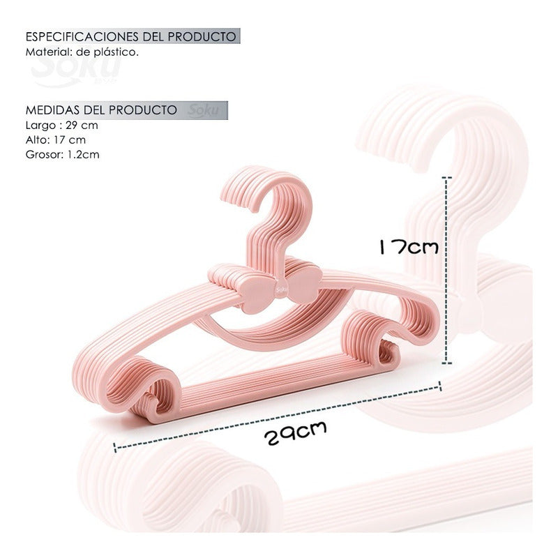 20 Ganchos Ropa Moda Niños Bebes Perchera Durable