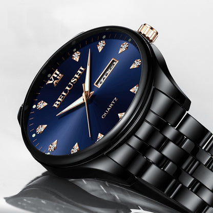 Reloj Acero Inoxidable Brillantes Fechador Contra Agua Bs