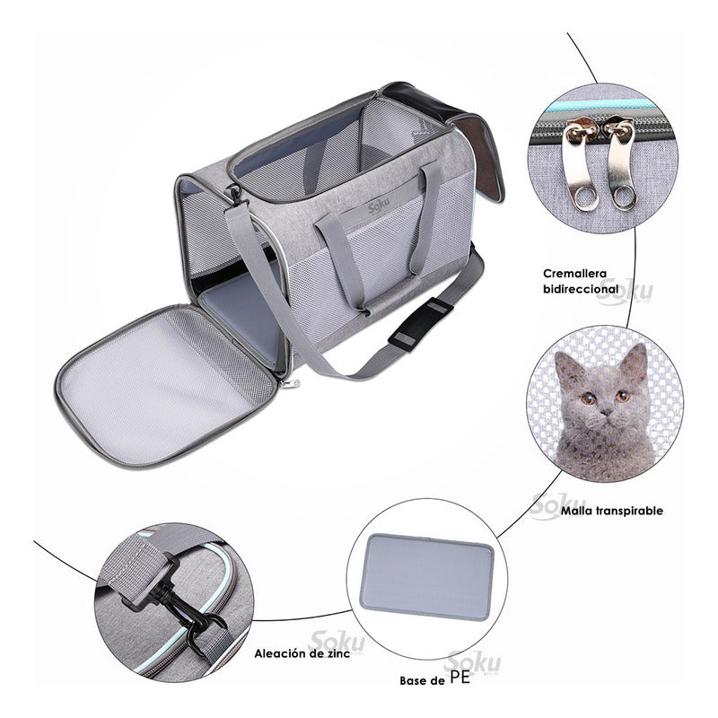 Soku Mochila Viaje Perro Gato Grande Antirasguños Premium