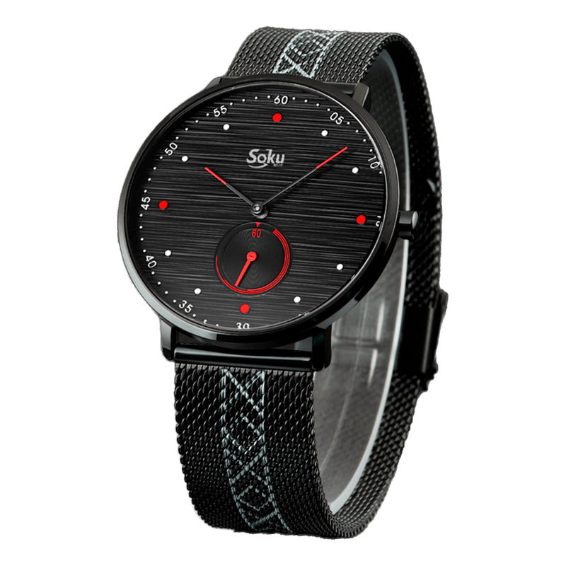 Reloj Acero Malla Inoxidable Cronometro Real Contra Agua Sk