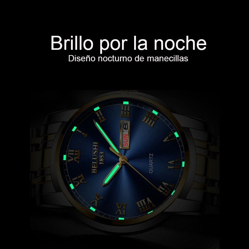 Reloj Hombre Acero Inoxidable Fluorecente Fechador Lujo Bs