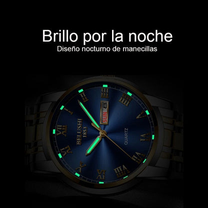 Reloj Hombre Acero Inoxidable Fluorecente Fechador Lujo Bs