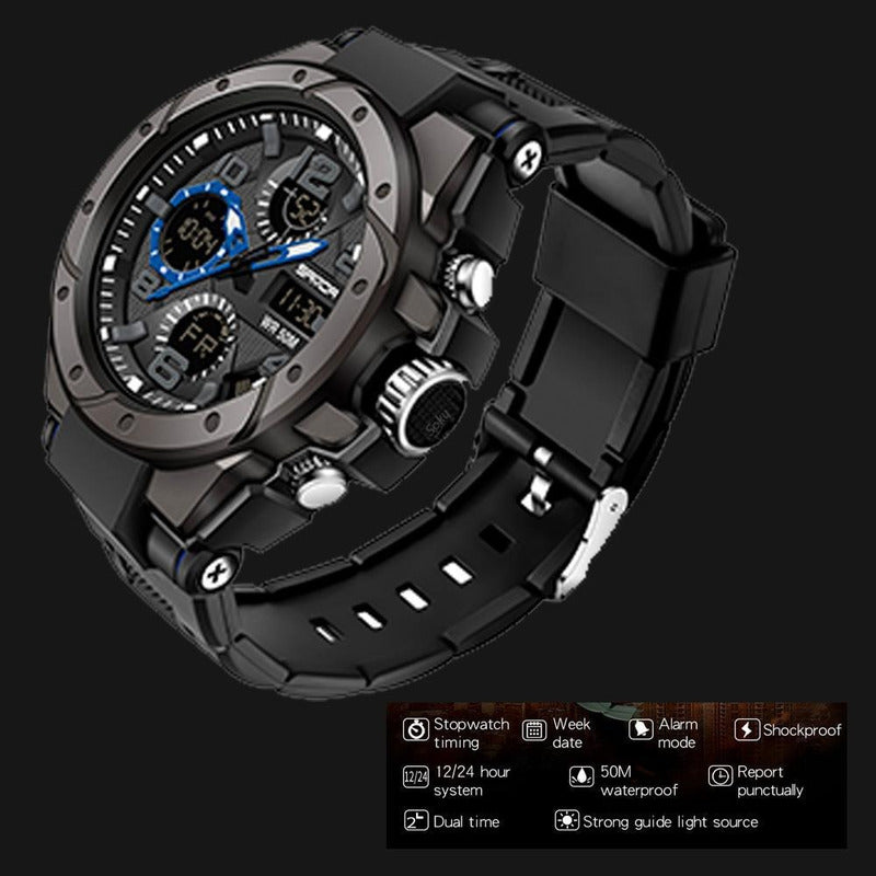 Reloj Dual Digital Led Militar Uso Rudo Contra Agua 5 Bar Sd