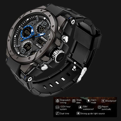 Reloj Dual Digital Led Militar Uso Rudo Contra Agua 5 Bar Sd