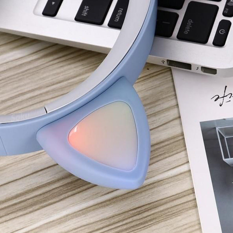 Audifonos Gamer Inhalambricos Led Auriculares Gato Micro Sd
