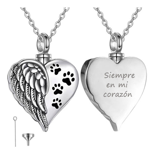 Soku Dije Collar Colgante Corazón Angel Cenizas Relicario
